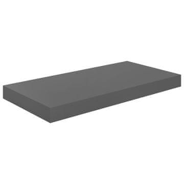 Vidaxl Plutajuća zidna polica visoki sjaj siva 50 x 23 x 3,8 cm MDF