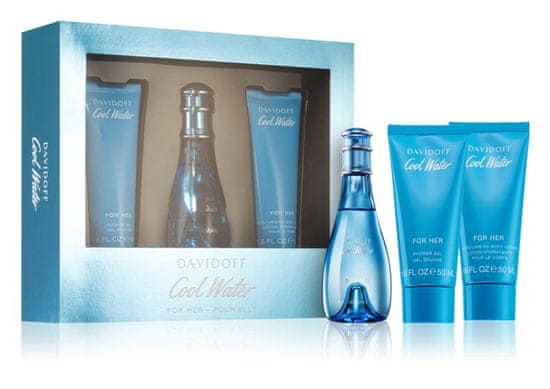 Davidoff Cool Water Woman poklon set za žene - toaletna voda, 50 ml + losion, 50 ml + gel za tuširanje, 50 ml