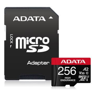 AData High Endurance microSDXC memorijska kartica, 256 GB, V30, A2 + SD adapter