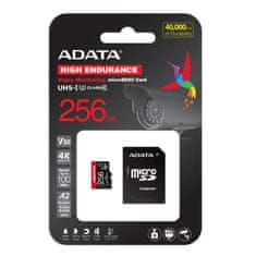 AData High Endurance microSDXC memorijska kartica, 256 GB, V30, A2 + SD adapter