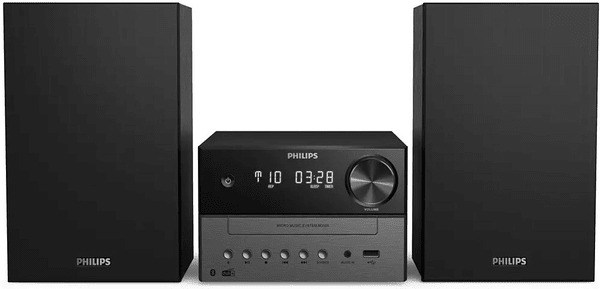 elegantan mikro sustav philips tam3505 18w snaga bluetooth aux i usb reprodukcija usb punjenje dab fm tuner cd pogon mp3cd dizajn hifi sustava bas refleksni zvučnici