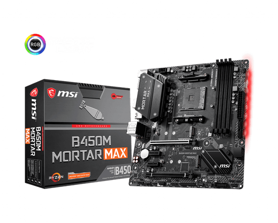 MSI B450M MORTAR MAX osnovna ploča, DDR4, SATA3, USB 3.2 Gen2, DP, AM4, mATX