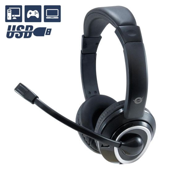 Conceptronic POLONA01 slušalice, USB, crne