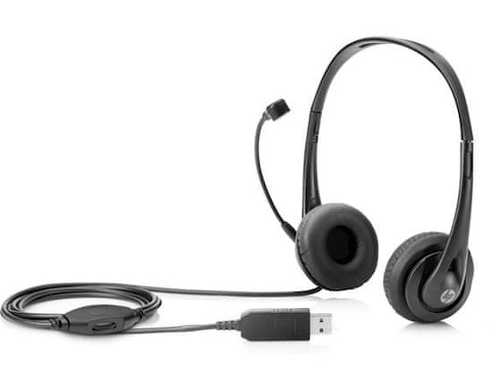 HP Stereo USB slušalice s mikrofonom, crne boje