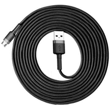 BASEUS Izdržljivi najlonski USB microUSB kabel 2A 3M crno-sivi