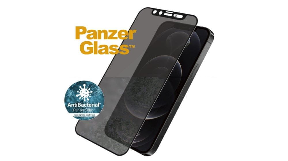 PanzerGlass Edge-to-Edge Privacy Antibacterial maska za Apple iPhone 12/12 Pro sa Swarowski CamSlider P2717