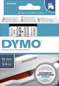   Dymo D1 45800 traka, 19 mm x 7m, crna / prozirna 
