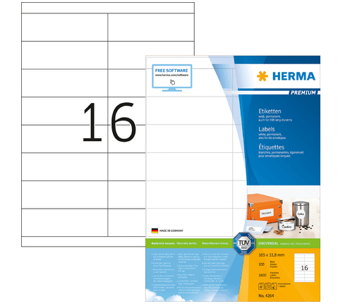 Herma Premium 4264 naljepnice, 105 x 33,8 mm, bijele, 100/1