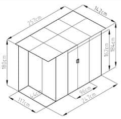 Rojaplast Chester A vrtna kućica, 184×257×142 cm, siva