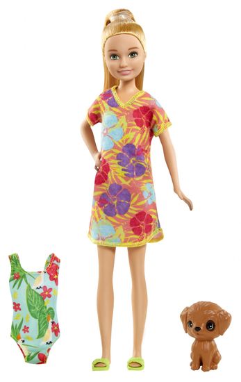 Mattel Barbie sestra s kupaćim kostimom i zelenim koferom