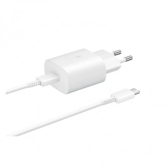 Samsung Super Fast Charge kućni punjač (Type C) i podatkovni kabel (Type C - tip C), bijele boje