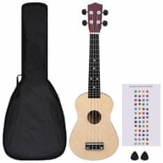 Vidaxl Set ukulelea Soprano s futrolom za djecu Natural 23