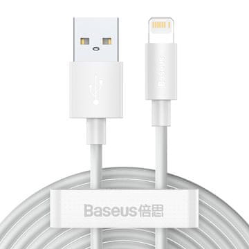 BASEUS 2x USB kabel za iPhone Lightning s brzim punjenjem i napajanjem 1,5 m, bijeli