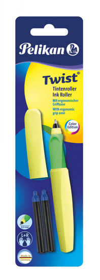 Pelikan Roler Twist naliv pero, Neon žuta + 2 crna uloška