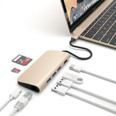 Satechi Type-C Multi-Port adapter, aluminij, HDMI 4K, 3x USB 3.0, MicroSD, Ethernet, Gold
