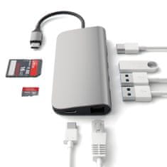 Satechi Type-C Multi-Port adapter, aluminij, HDMI 4K, 3x USB 3.0, MicroSD, Ethernet, Space Gray
