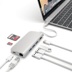 Satechi Type-C Multi-Port adapter, aluminij, HDMI 4K, 3x USB 3.0, MicroSD, Ethernet, Silver