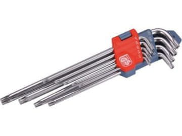 Extol Premium TORX L-ključevi (8819412) produženi, set od 9 komada, T 10-15-20-25-27-30-40-45-50, izbušeno na kratkoj strani, CrV