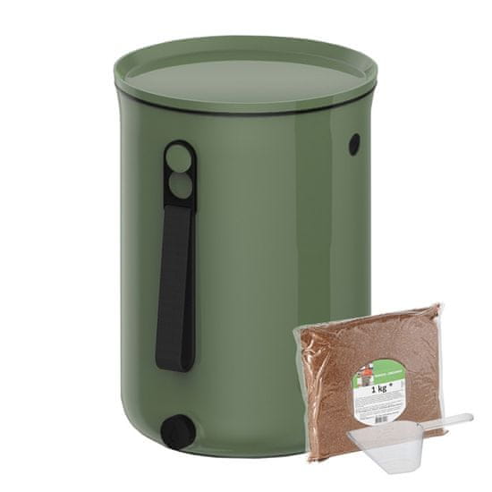 Skaza Bokashi Organko 2 komposter 9,6l + posip 1kg, maslinasto zeleni