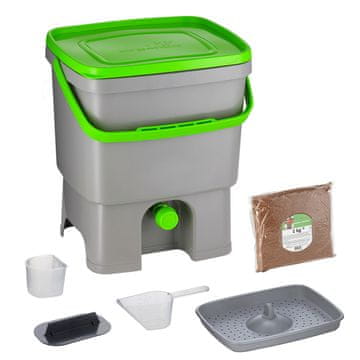 Skaza Bokashi Organko komposter 16l + posip 1kg, sivo zeleni
