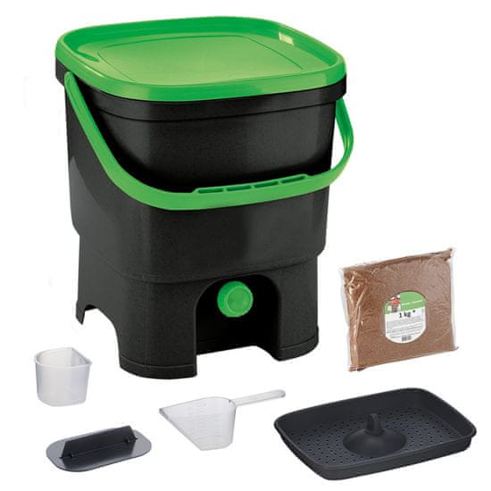 Skaza Bokashi Organko komposter, 16 l, crno-zeleni + posip 1 kg