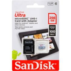 SanDisk Ultra microSDXC memorijska kartica + adapter, 256 GB, UHS-I, C10