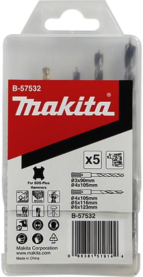 Makita 5-dijelni set svdrla za metal i drvo SDS-Plus B-57532