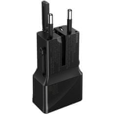 BASEUS PPS putnički adapter za punjenje (EU/ US / UK / AU), 18 W, QC 3.0, crni