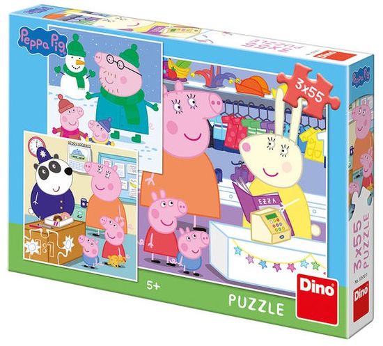 DINO Peppa Pig: Sretna popodnevna slagalica, 3x 55 komada