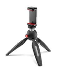 Manfrotto PIXI Mini tronožac s univerzalnim držačem za pametni telefon crne boje Proizvedeno u Italiji (MKPIXICLMII BK