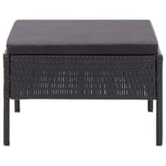 Vidaxl 3-dijelna vrtna garnitura od poliratana s jastucima crna