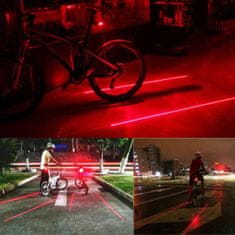 LED svjetlo za bicikl, zadnje, 5 x LED + 2 x laser