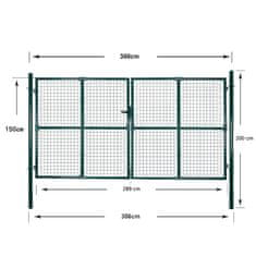 Vidaxl Dvokrilna ogradna vrata 300x150 cm Čelik s praškastim premazom