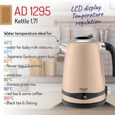 Adler AD1295 grijač vode 1,7 L, s LCD zaslonom, boja šampanjca