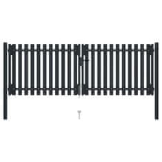 Vidaxl Dvokrilna Ograda Čelična Vrata 300x100 cm Antracit