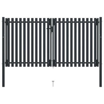 Vidaxl Dvokrilna Ograda Čelična Vrata 300x150 cm Antracit