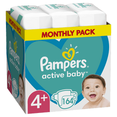 Pampers Active Baby pelene, vel. 4+, 10–15 kg, 164 komada