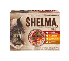 SHELMA pirjani fileti, hrana za mačke, izbor mesa, 24 x 85 g
