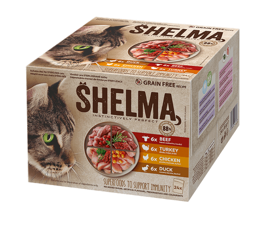 SHELMA pirjani fileti, hrana za mačke, izbor mesa, 24 x 85 g