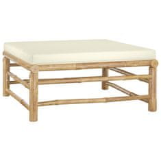 Vidaxl 6-dijelna vrtna garnitura od bambusa s krem bijelim jastucima