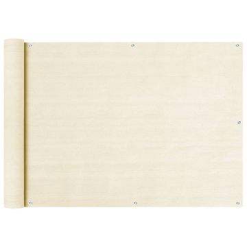 Vidaxl Balkonska pregrada, krem, 75x500 cm, HDPE