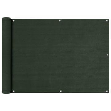 Vidaxl Balkonska pregrada tamnozelena 75x600 cm HDPE