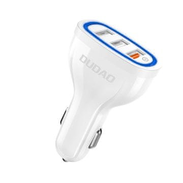 DUDAO R7S auto punjač 3x USB QC 3.0 2.4A 18W, bijela