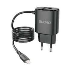 DUDAO A2ProL 2x USB punjač, Lightning kabel 12W, crno