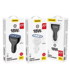 DUDAO R7S auto punjač 3x USB QC 3.0 2.4A 18W, bijela