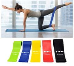 Netscroll Set od 5 elastičnih traka za vježbanje, različite razine otpora, mekana i izdržljiva guma, fitness trake set, trake za pilates i jogu, torbica, SportStar 