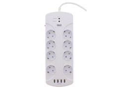 Well EXTS-8S3M produžni kabel s prenaponskom zaštitom, 8x utičnica 230V + 4x USB, 16A, 3680W, 3m