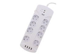 Well EXTS-8S3M produžni kabel s prenaponskom zaštitom, 8x utičnica 230V + 4x USB, 16A, 3680W, 3m