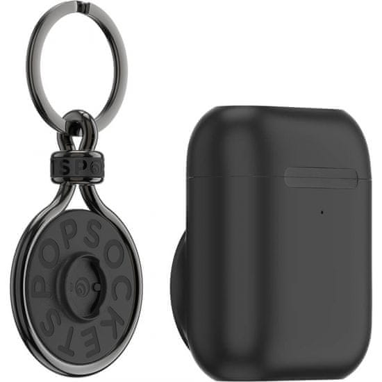 PopSockets PopGrip držač za slušalice AirPods Pro, crn + PopChain Gunmetal privjesak