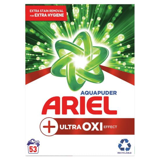 Ariel AquaPuder OXI Extra Hygiene prašak za pranje rublja, 53 pranja